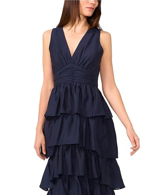1. STATE V-Neck Sleeveless Cascading Ruffle Maxi A-Line Maxi Dress Product Image