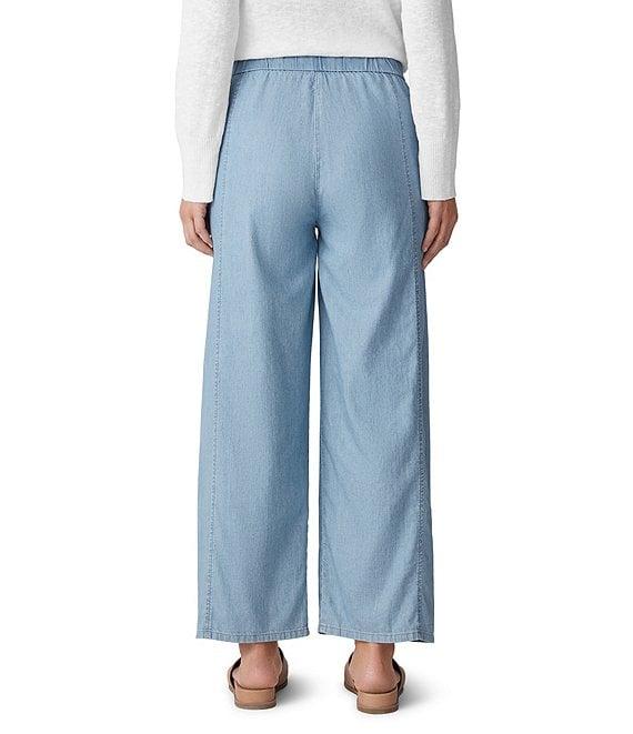 Eileen Fisher Organic Cotton Mid Rise Twill Wide Leg Pants Product Image
