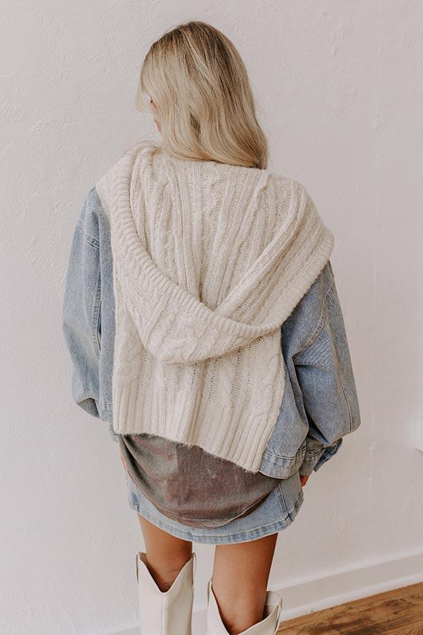 Crisp And Cozy Cable Knit Sweater Product Image