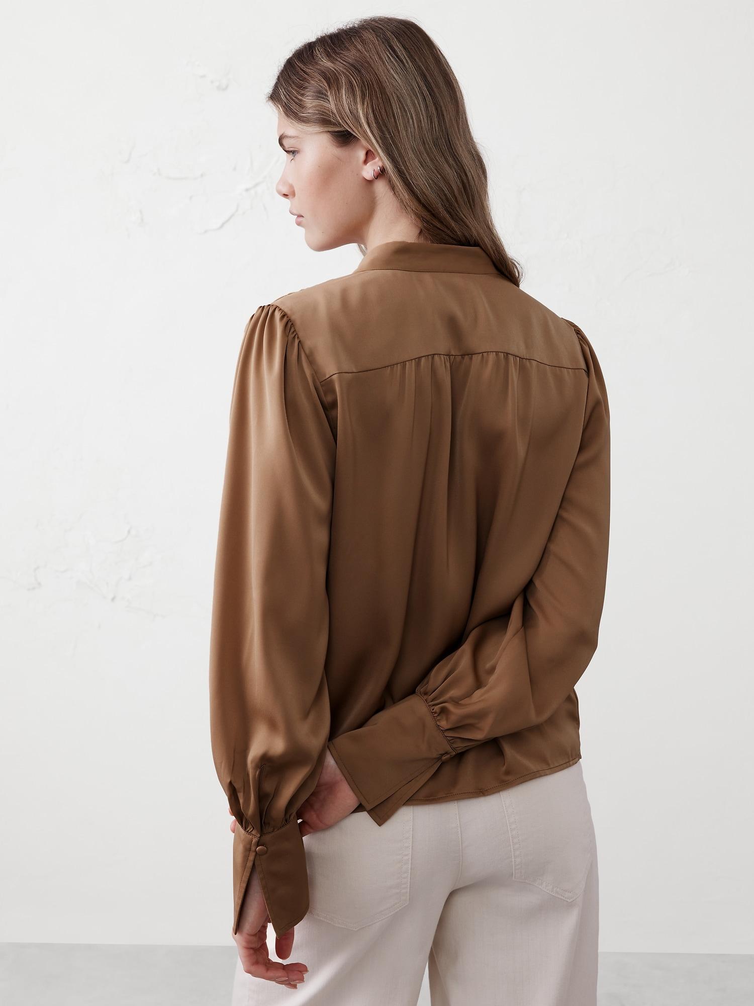 Crepe Volume-Sleeve Blouse Product Image