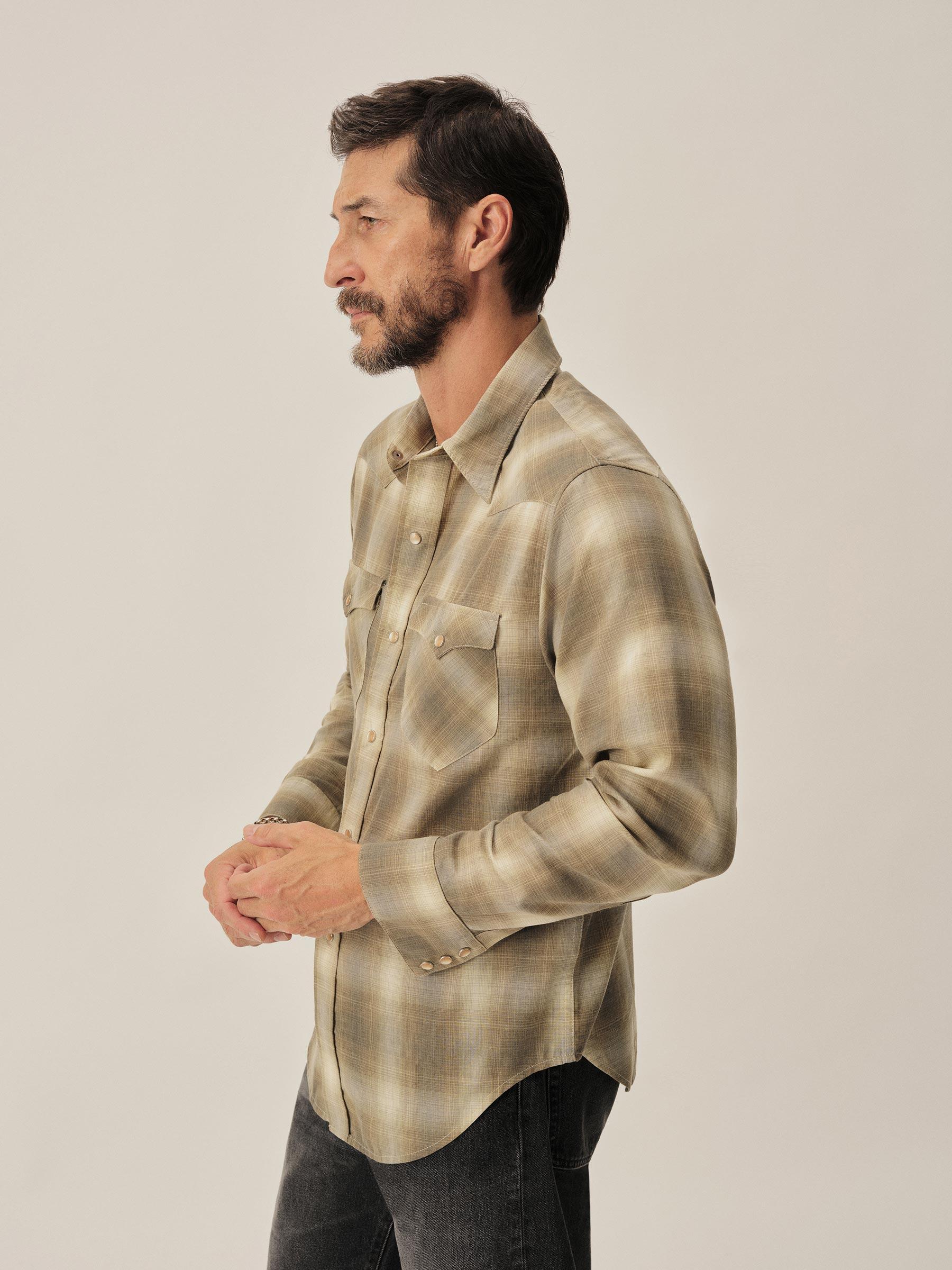 Sage Brush Shadow Plaid Palomino Western Shirt Product Image