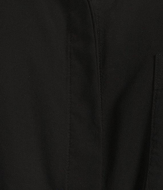 Cloth & Stone Woven Trimmed Short Roll Cuff Sleeve Point Collar Button Tie Front Top Product Image