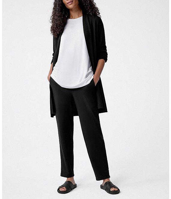 Eileen Fisher Simple Side Slit Open Front Merino Wool Cardigan Product Image