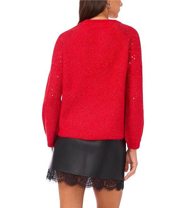 Vince Camuto Sequin Round Neck Long Sleeve Sweater Product Image