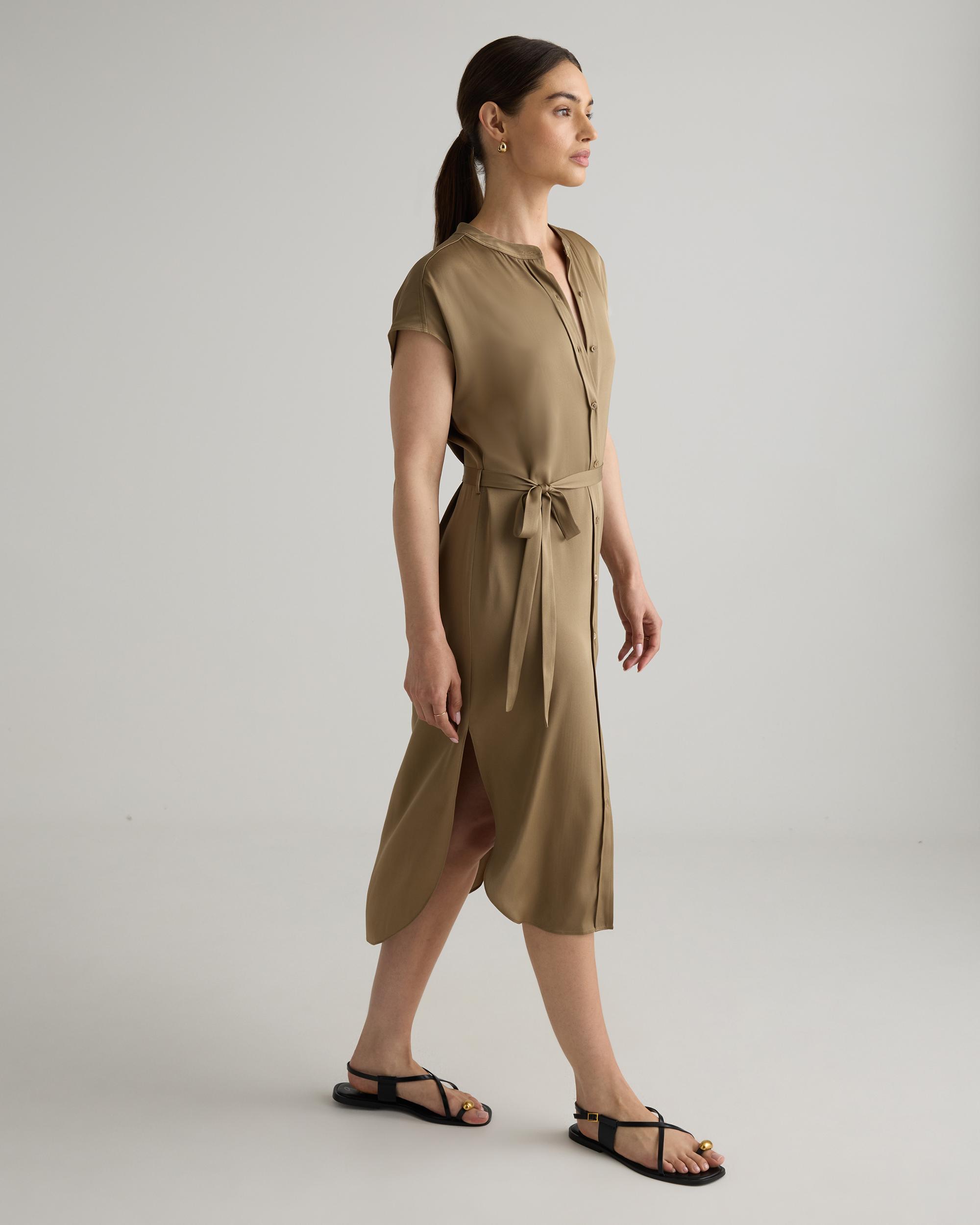 Quince | Women's Washable Stretch Silk Midi Shirt Dress Mulberry Silk Product Image