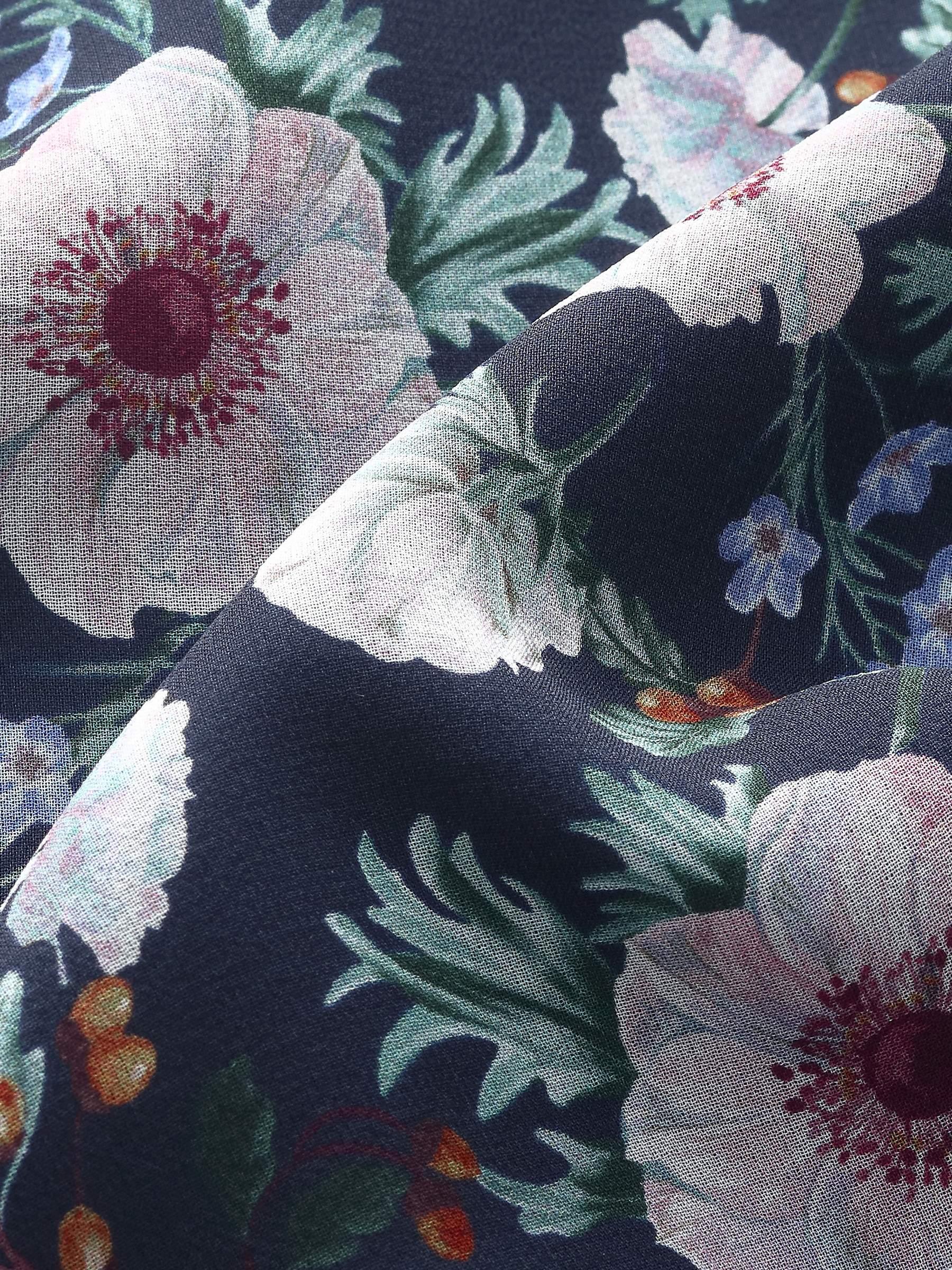 10MM Mulberry Silk Floral Print Women Ruffle Collar Midi Dress Product Image