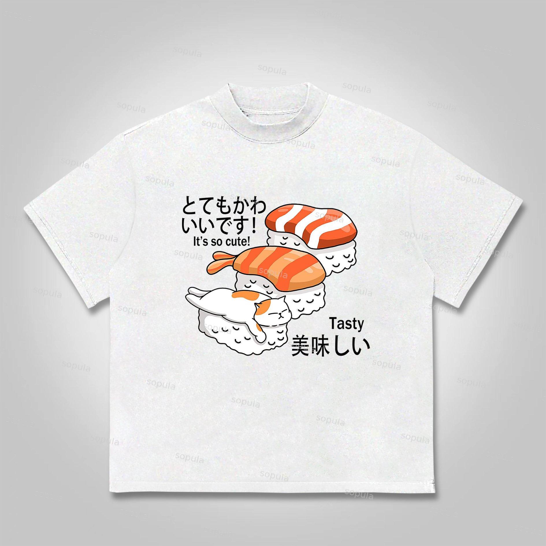 Sopula Fun Sushi Graphic Print Cotton T-Shirt Product Image