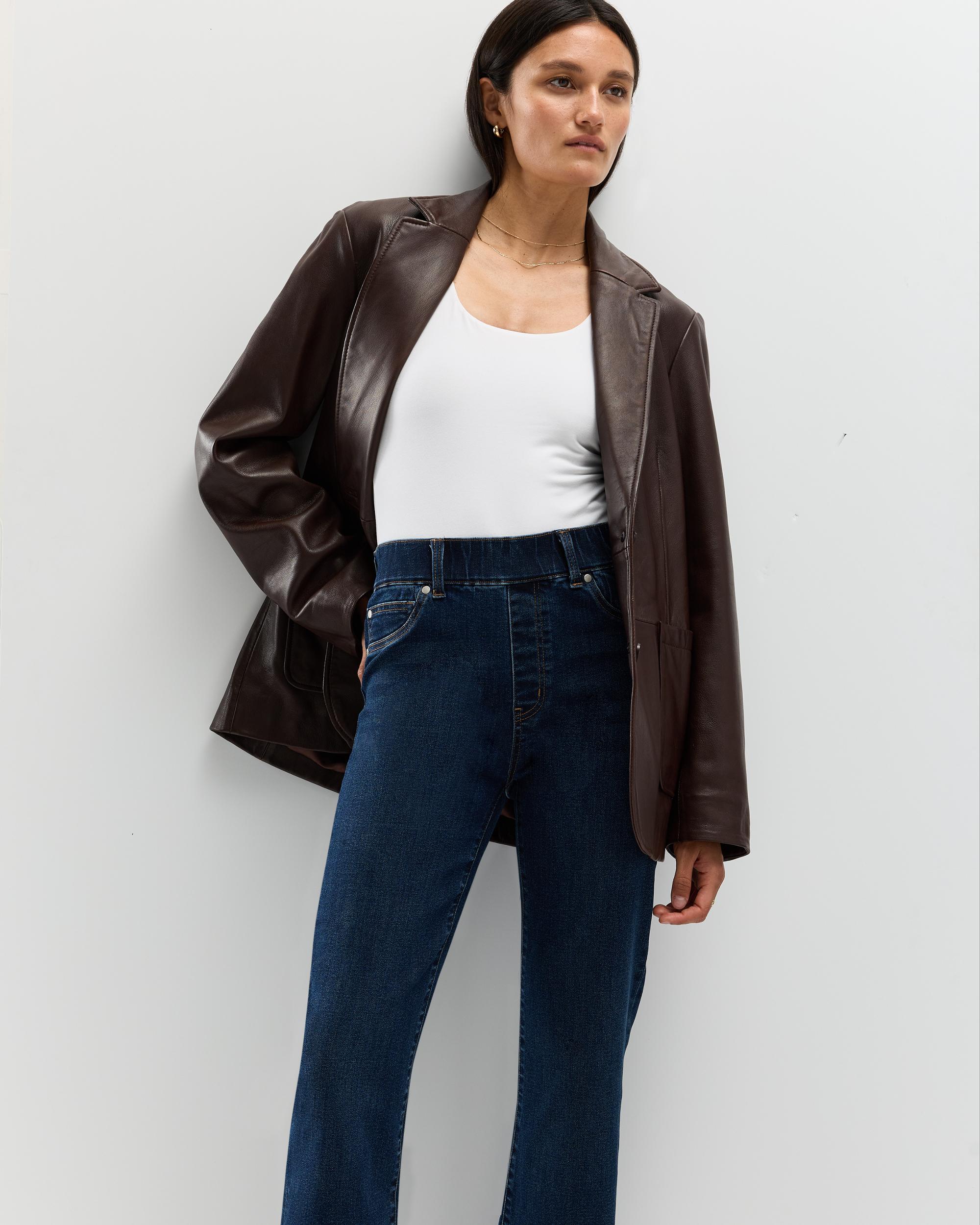 Quince | Women's Nina Stretch Pull-On Flare Jeans Size XL, Cotton Product Image