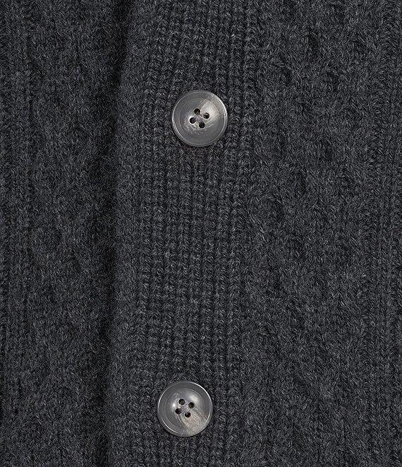 Roundtree & Yorke Long Sleeve Cable Knit Shawl Collar Wool Blend Cardigan Product Image