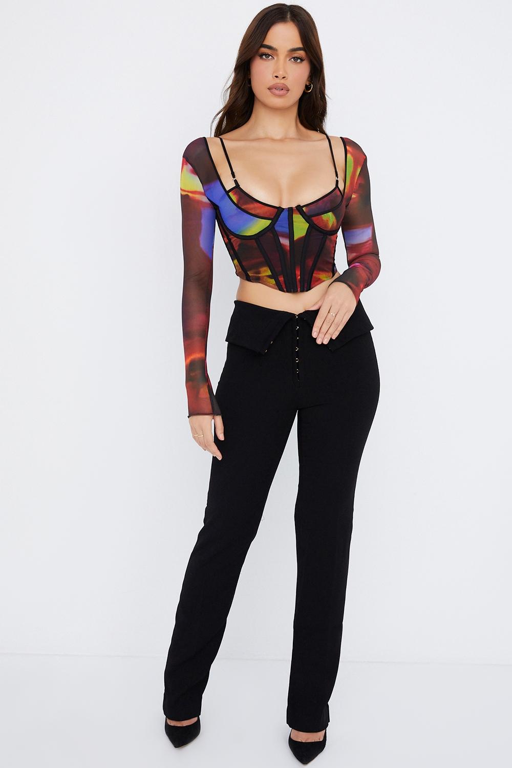 Ava  black fold front trousers - sale Product Image