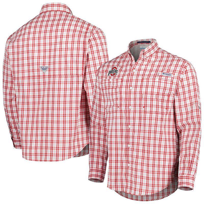 Men's Columbia Scarlet Ohio State Buckeyes Super Tamiami Omni-Wick Long Sleeve Button-Down Shirt, Size: Medium, Red Product Image