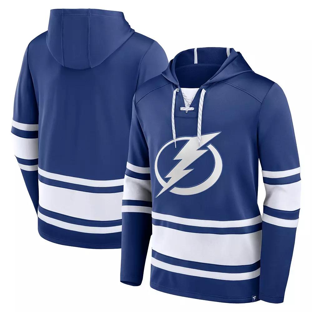Men's Fanatics Branded Blue Tampa Bay Lightning Puck Deep Lace-Up Pullover Hoodie, Size: XL, Lgh Blue Product Image