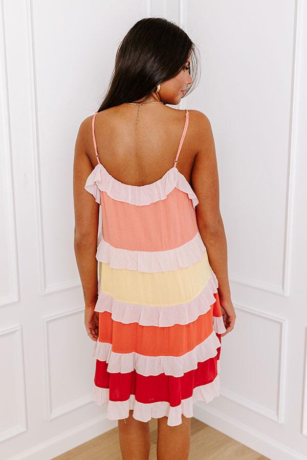 Smiling Ear To Ear Tiered Mini Dress In Peach Product Image