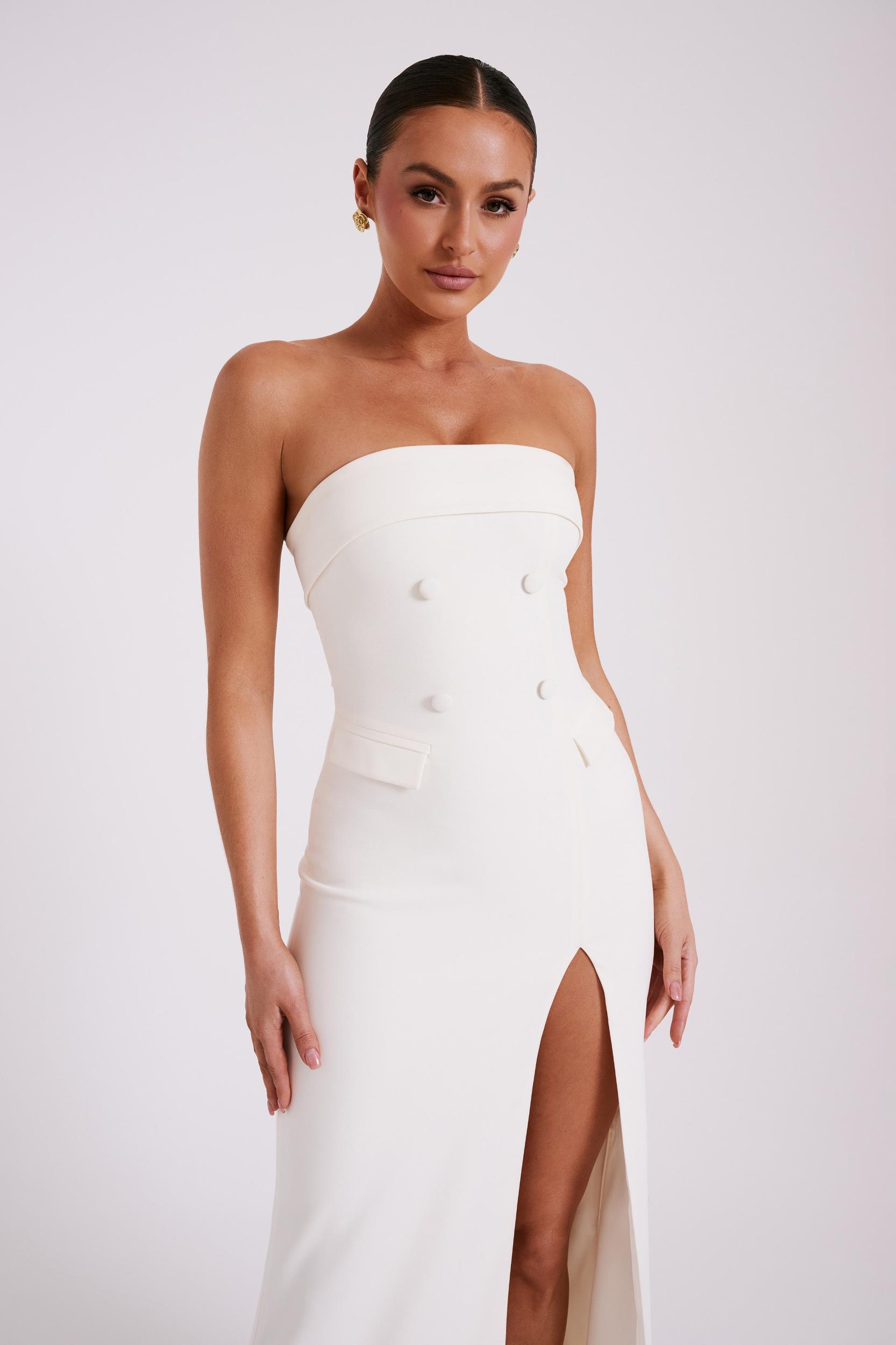 Abbie Strapless Suiting Maxi Dress - Ivory Product Image