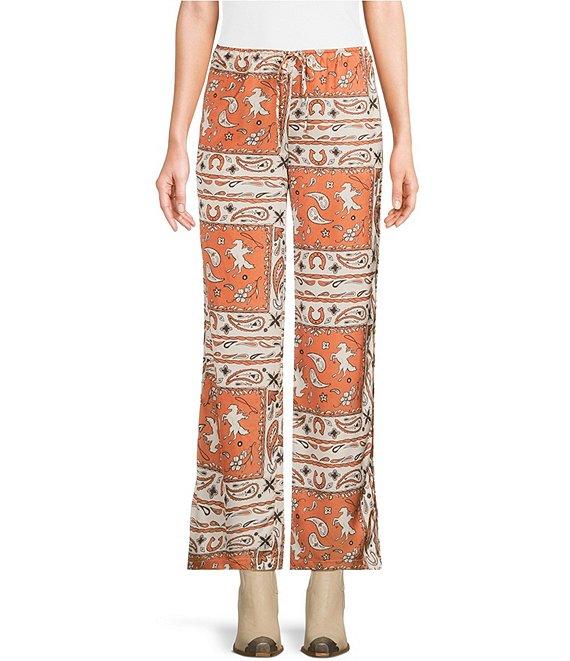 Bailey Rose Western Satin Pull On Wide Leg Pants Product Image