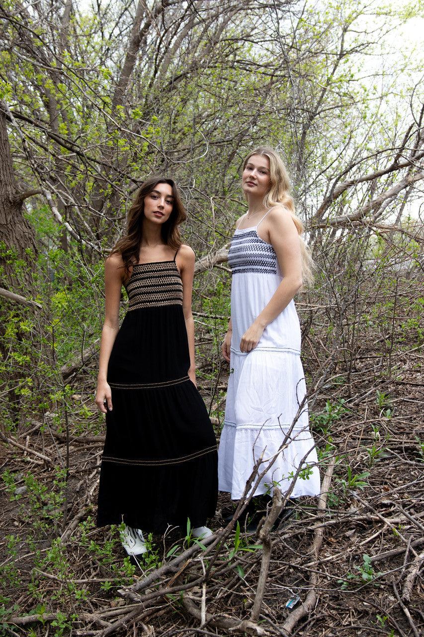 Embroidered Detail Gauze Tiered Maxi Dress Product Image