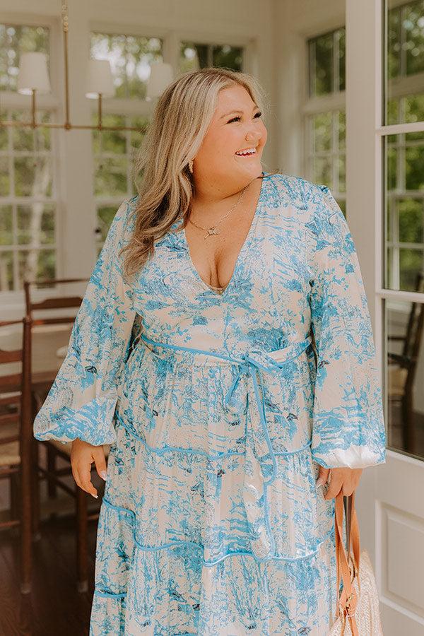 Chateau Chic Tiered Maxi Dress in Sky Blue Curves Product Image
