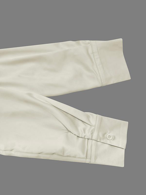 Long Sleeves Loose No Belt Solid Color Notched Collar Maxi Dresses Product Image