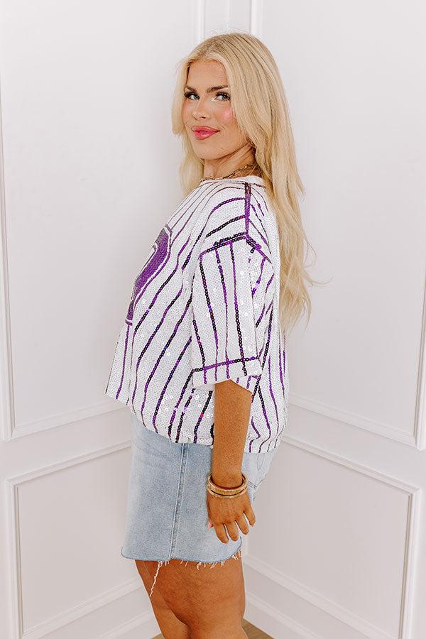 Spirit Squad Sequin Top in Purple Curves Product Image