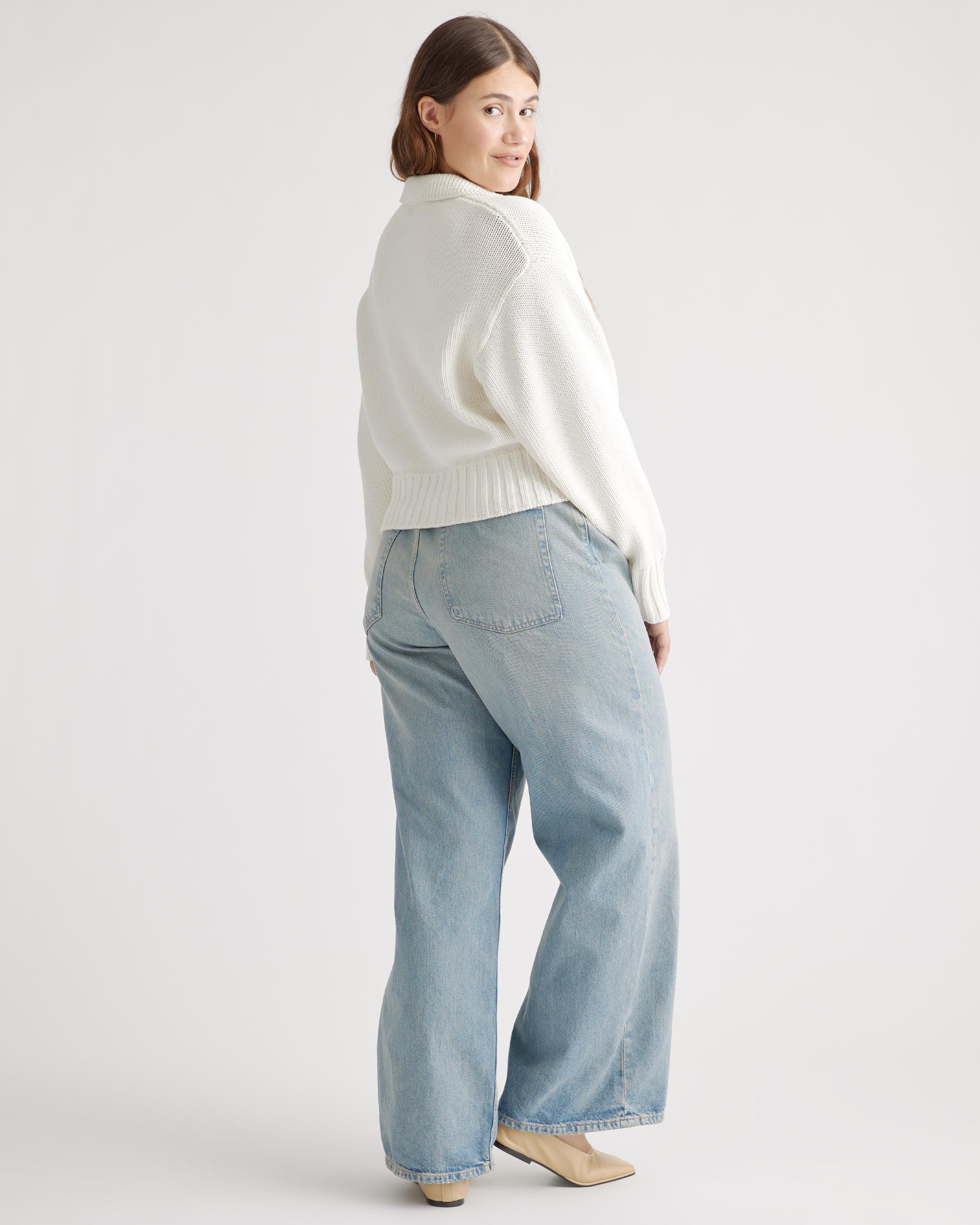 Quince | Women's 100% Organic Cropped Cotton Polo Sweater Size XS, Organic Cotton Product Image
