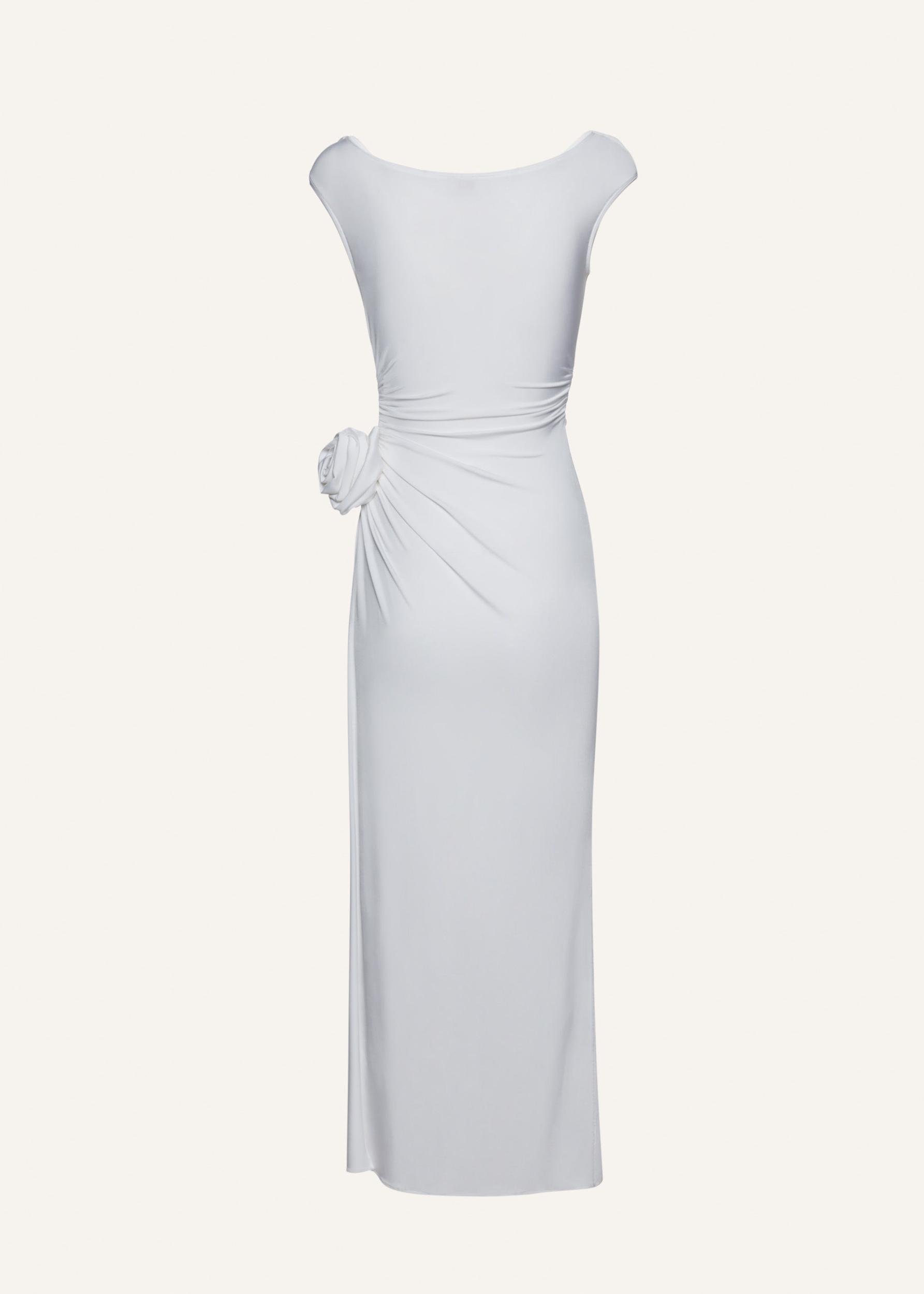 Drop waist jersey tank dress in white Product Image
