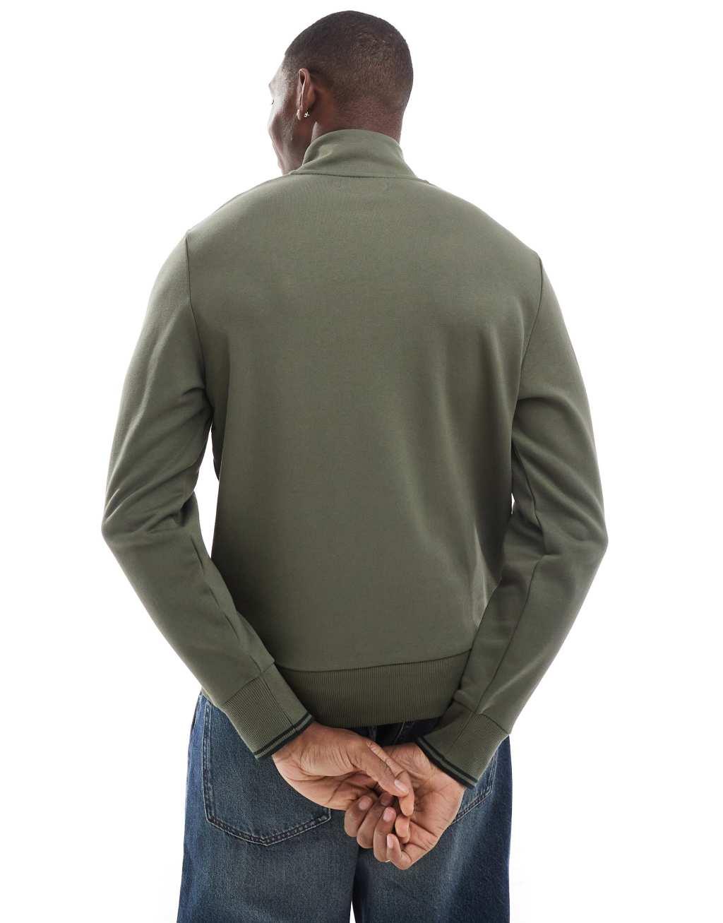 Fred Perry half zip sweatshirt in green Product Image