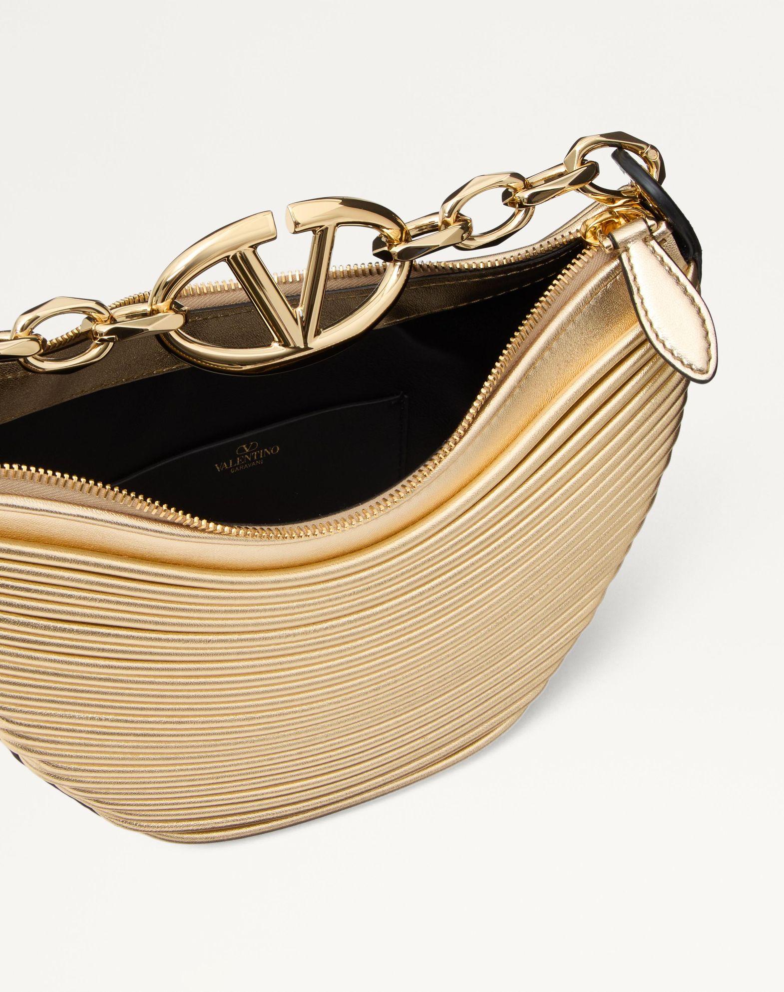 Mini Vlogo Moon Hobo Bag In Metallic-Effect Nappa Leather With Chain Product Image