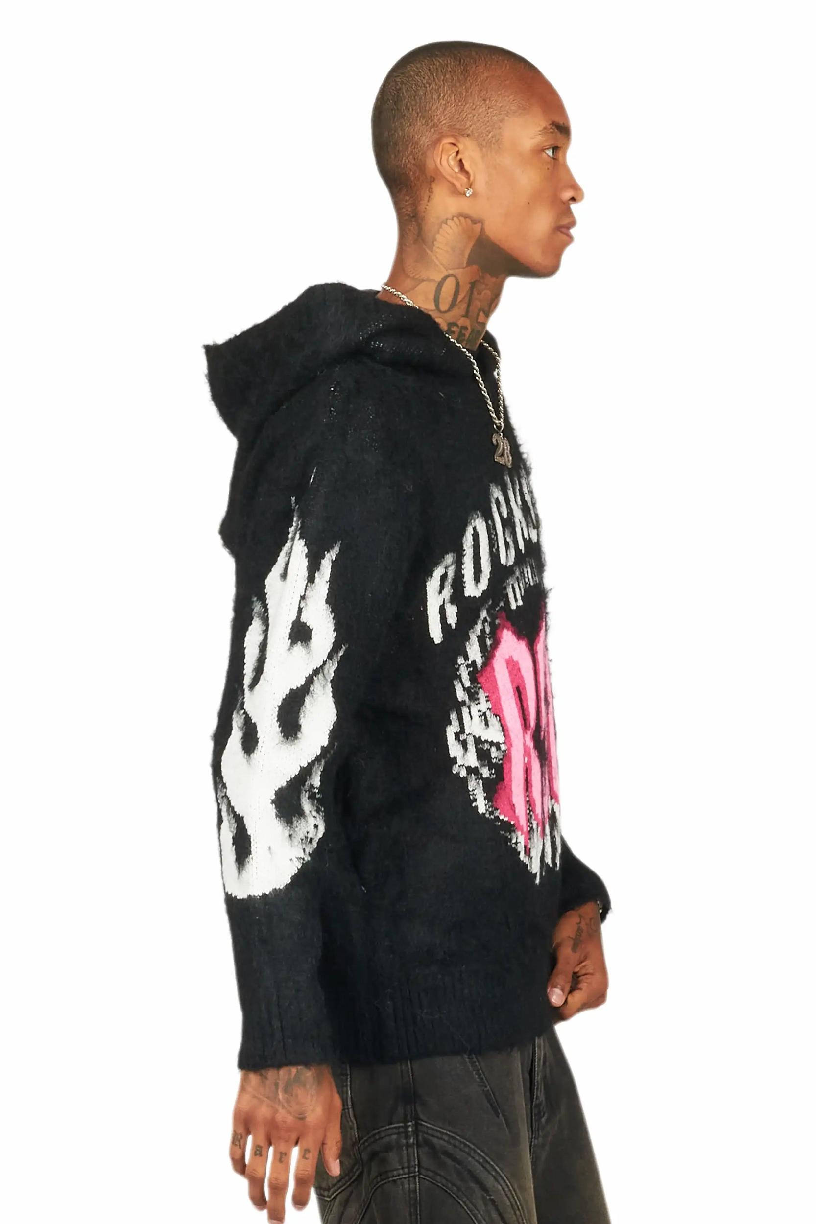 Boaz Black Graphic Mohair Hoodie Male Product Image