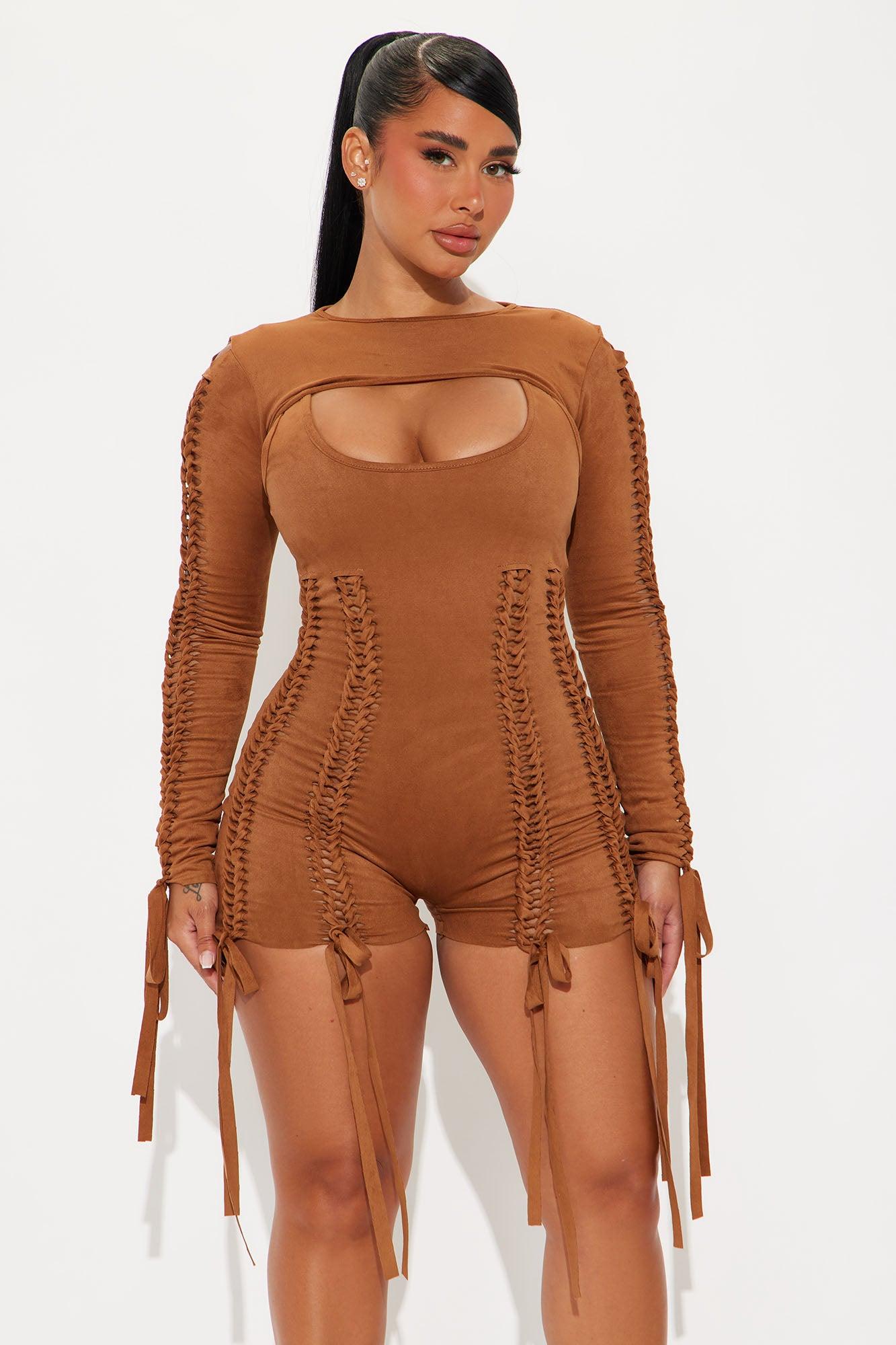 Yovanna Romper Set - Brown Product Image