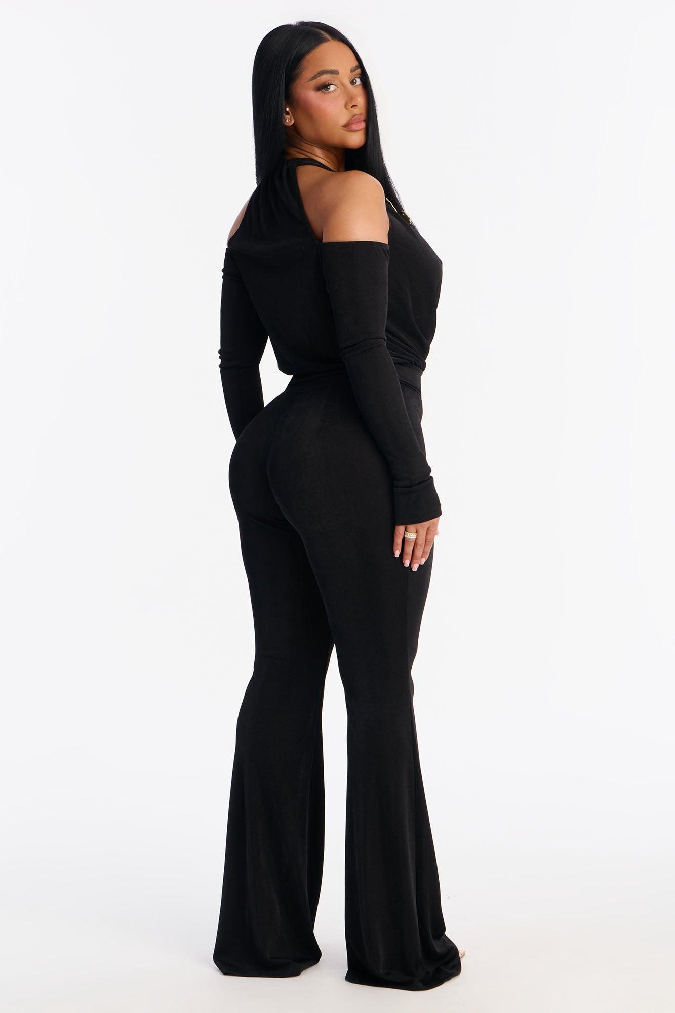 Marysa Cold Shoulder Hardware Pant Set - Black Female Product Image