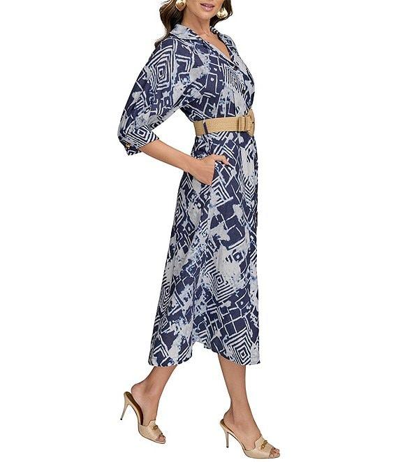 Donna Karan Abstract Print Button Front Shirt Dress Product Image