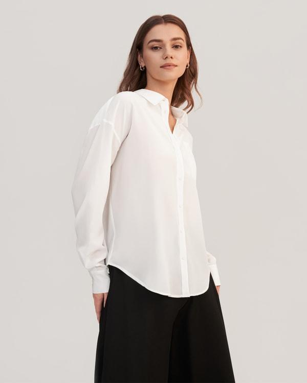 Drop Shoulders Oversize Silk Shirt Product Image