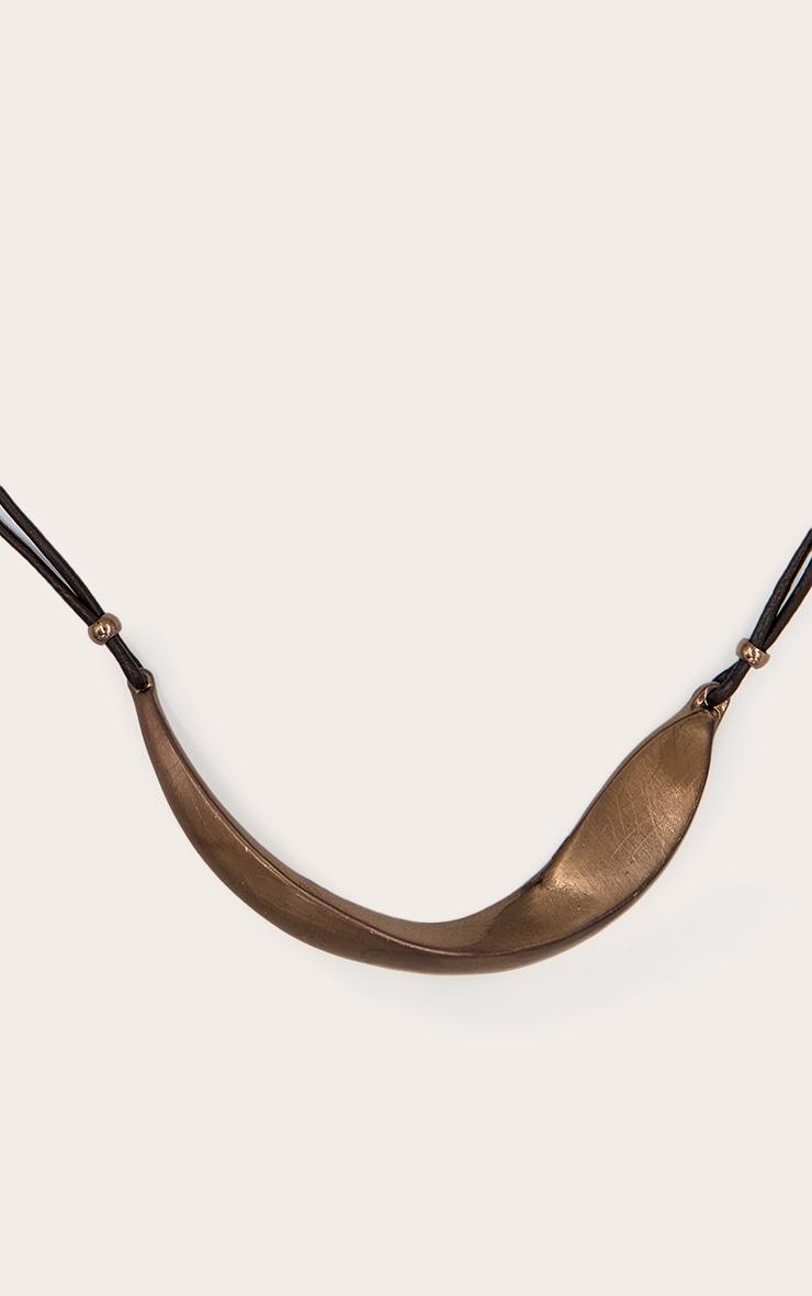 Chocolate Brushed Curved Metal Necklace Product Image
