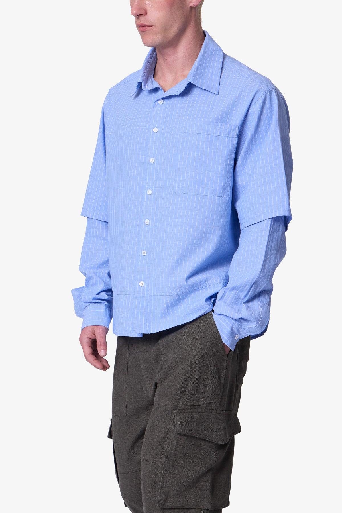 Chambray Double Layer Shirt - Blue Product Image