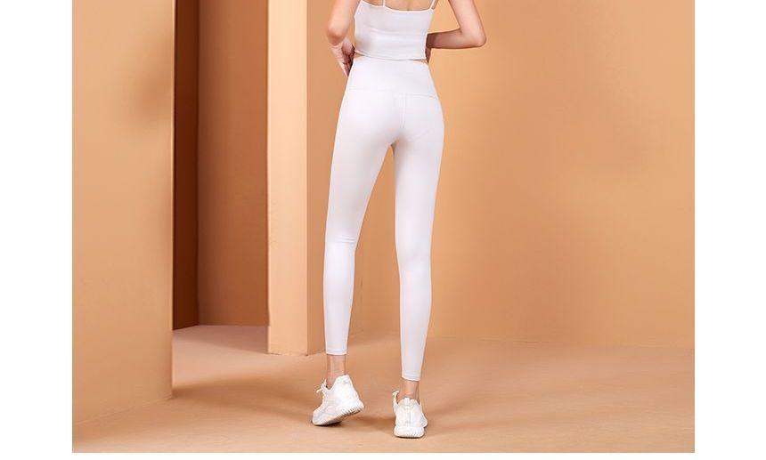 High Waist Plain Sports Leggings Product Image