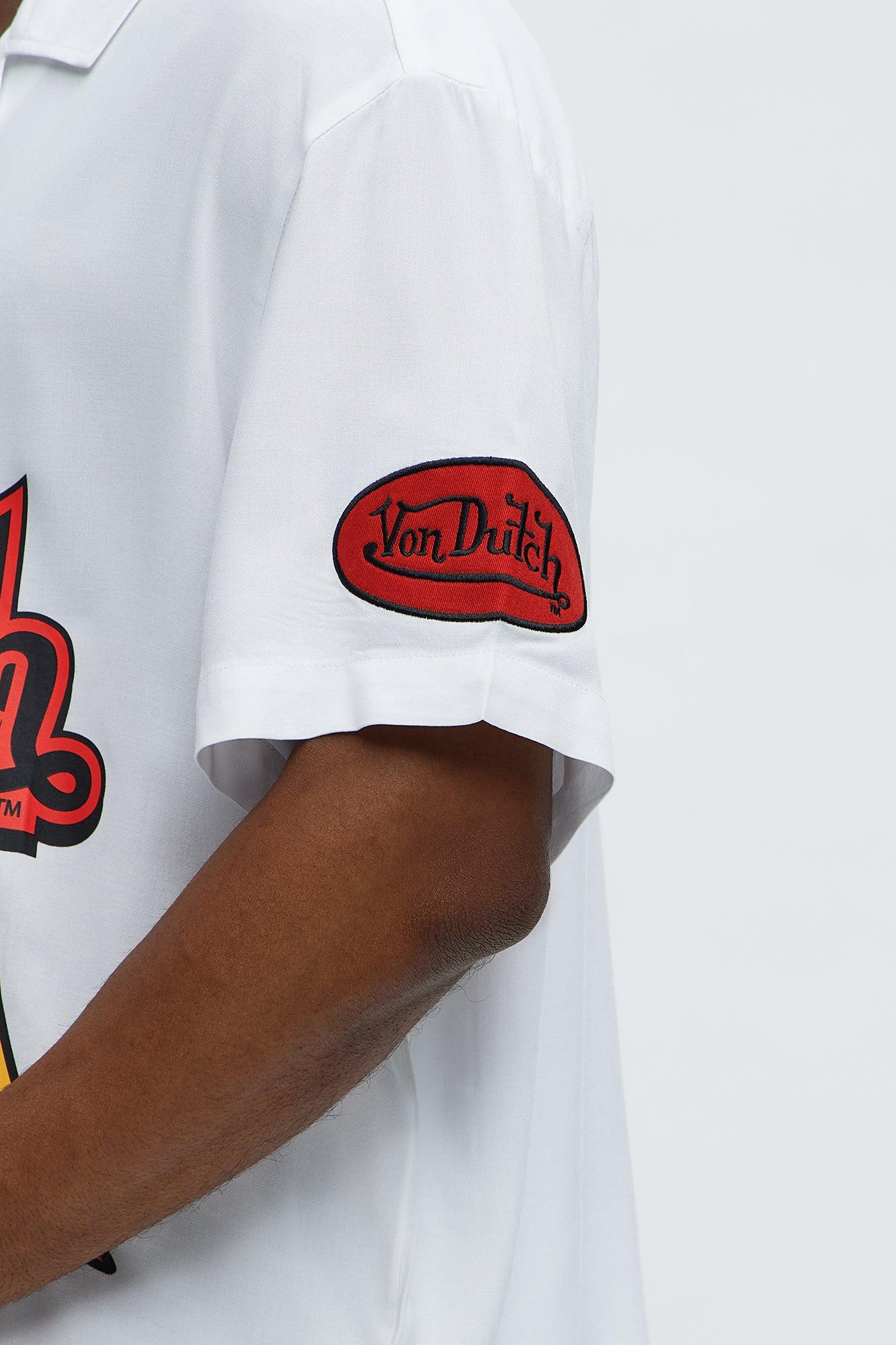 Von Dutch Cropped Logo Button Up Shirt - White Male Product Image