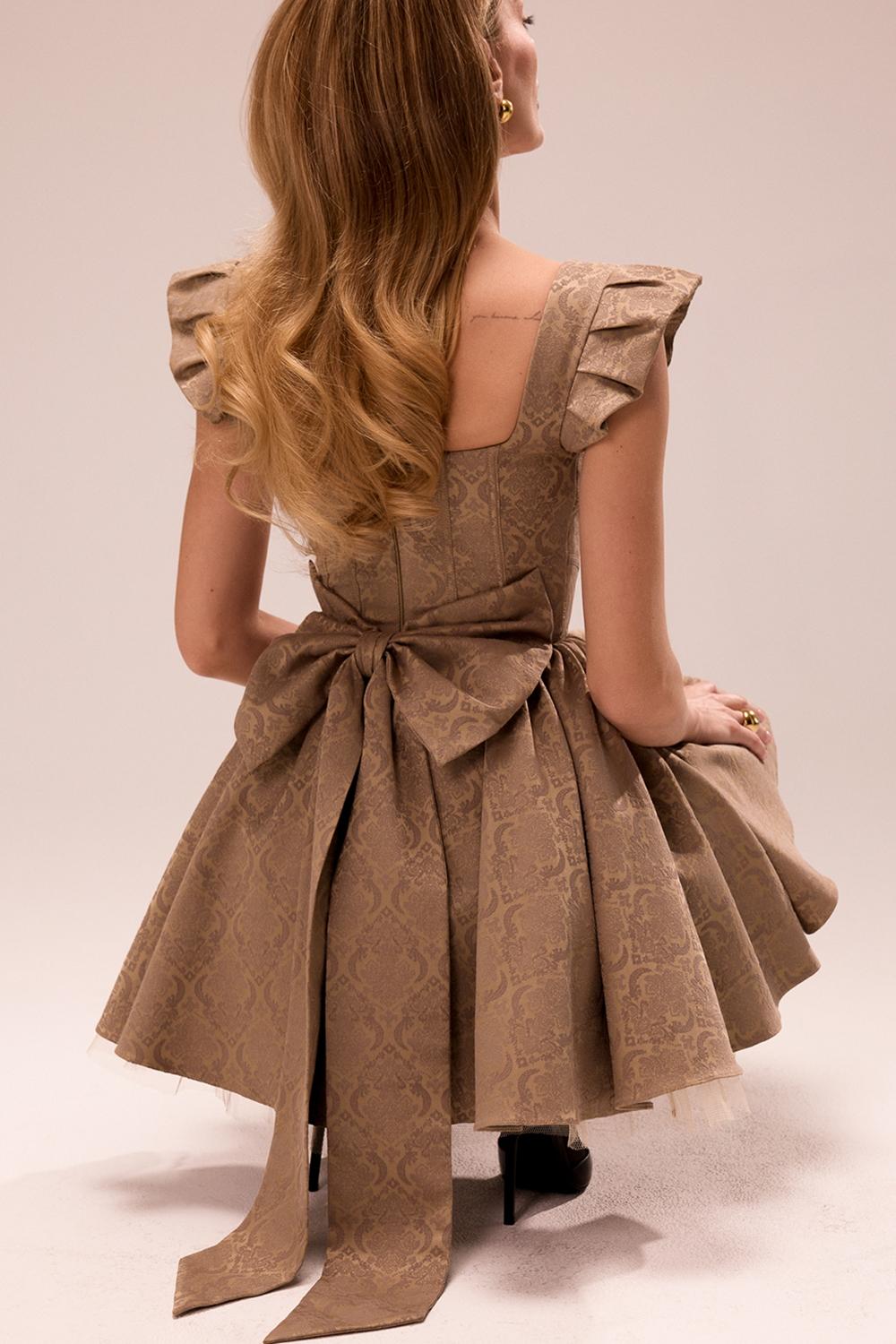 Saasha  gold jacquard mini dress - sale Product Image