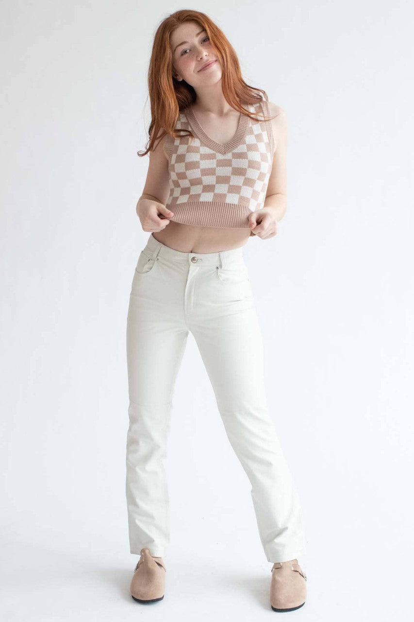 Taupe Checkered Sweater Vest Product Image