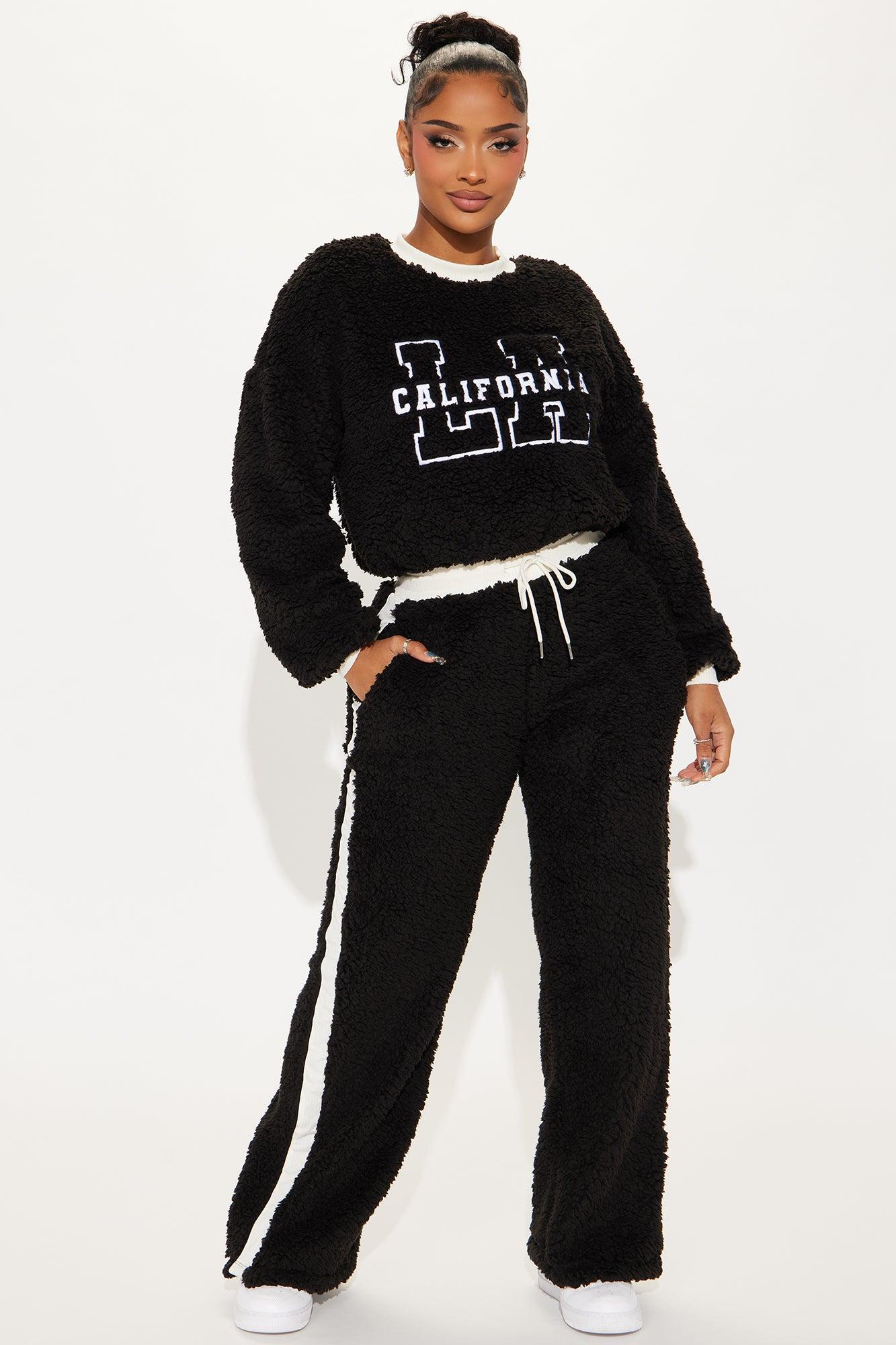 Casual Sunday Sherpa Pant Set - Black/combo Product Image