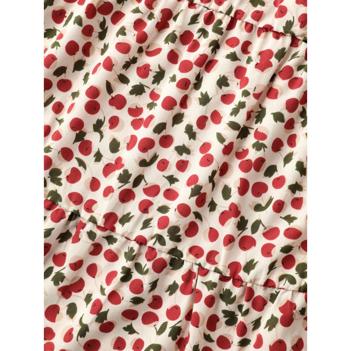 Plus Size Cherry Print Flutter Sleeve Tank Top Women Multicolor Gathered Square Neck Everyday-Casual Tank Tops Camis BloomChic 12/L Product Image