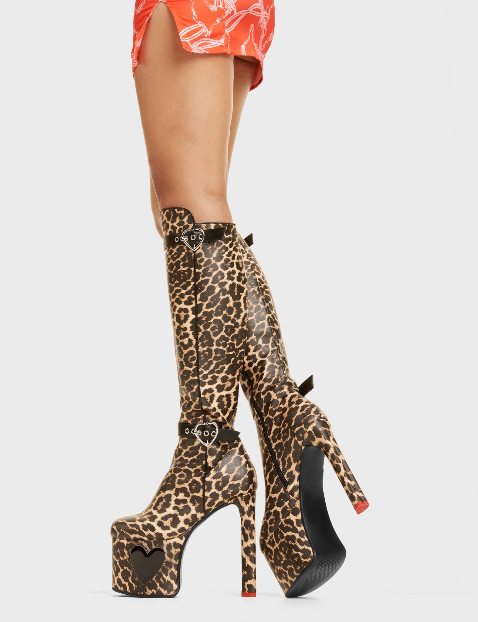 Fuzzy Platform Knee High Boots Product Image