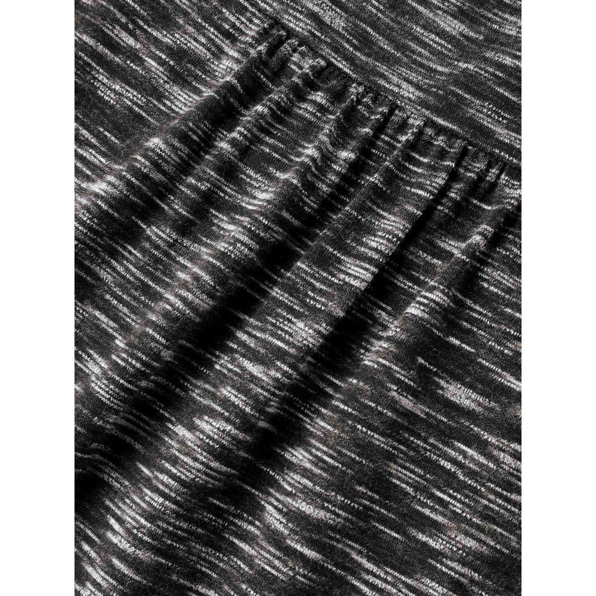 Plus Size Heather Surplice Neck Curvy Hem T-Shirt Black Women Leisure Overlapping Overlap Collar Loose Casual T-shirts BloomChic 18-20/2X Product Image