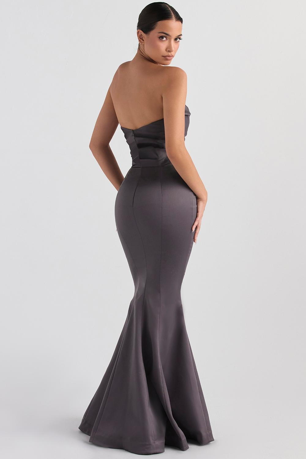 Fleur  shadow satin strapless gown Product Image