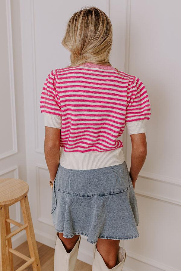 Sweetest Smile Stripe Knit Top in Pink Product Image
