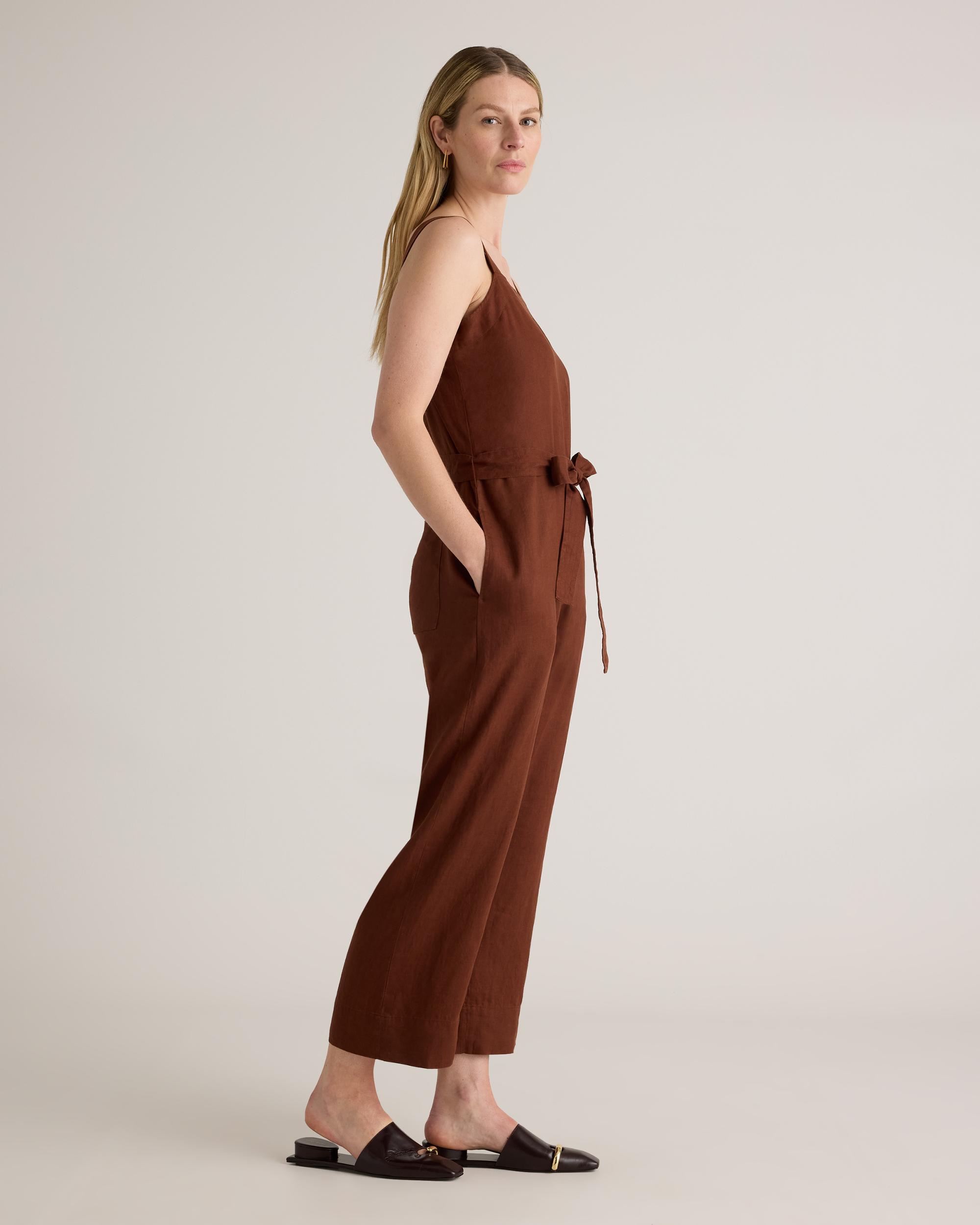 Quince | Women's 100% European Linen Square Neck Jumpsuit Product Image