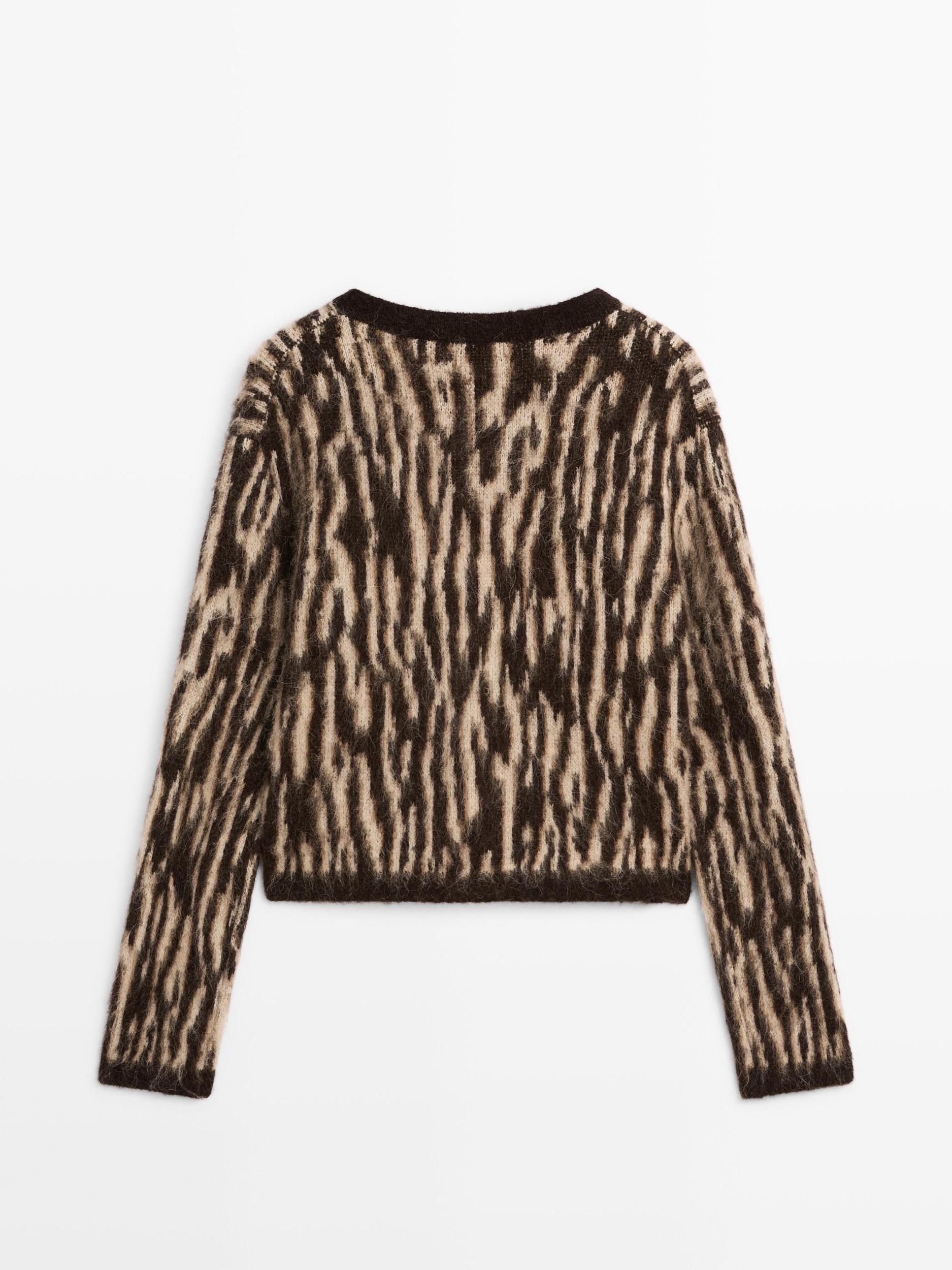 Alpaca wool blend animal print cardigan Product Image