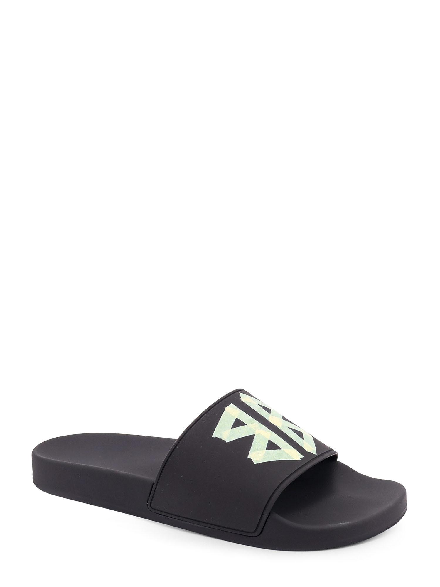 BALENCIAGA Black Sandals With Maxi Contrasting Logo In Tech Fabric Man In Multicolor Product Image
