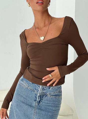 Rehna Long Sleeve Top Brown Product Image