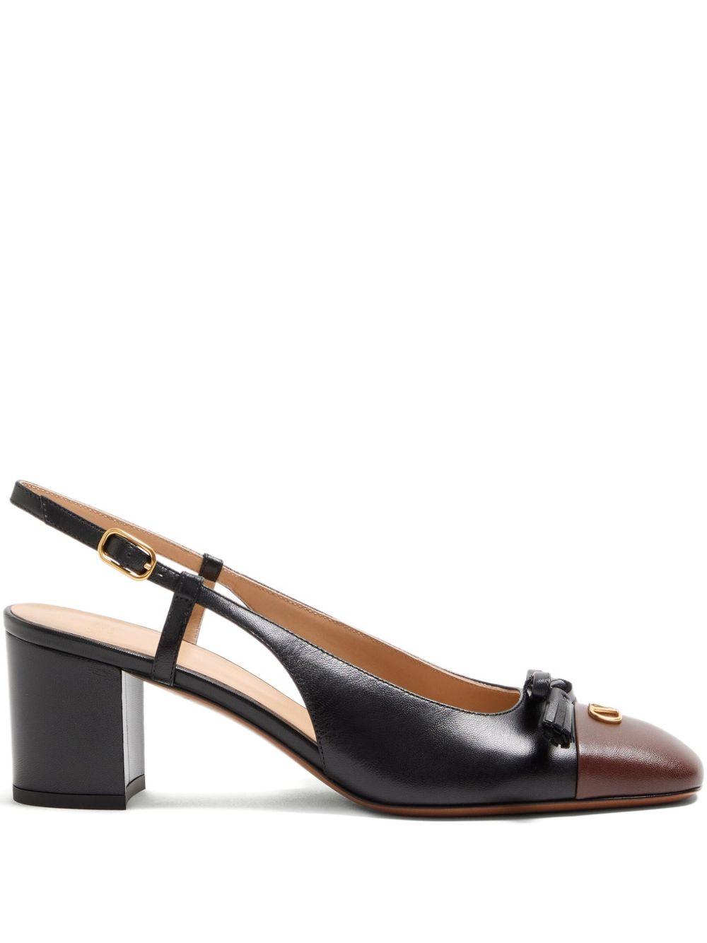 VALENTINO GARAVANI Vlogo 65 Tasseled Two-tone Leather Slingback Pumps In Black Product Image
