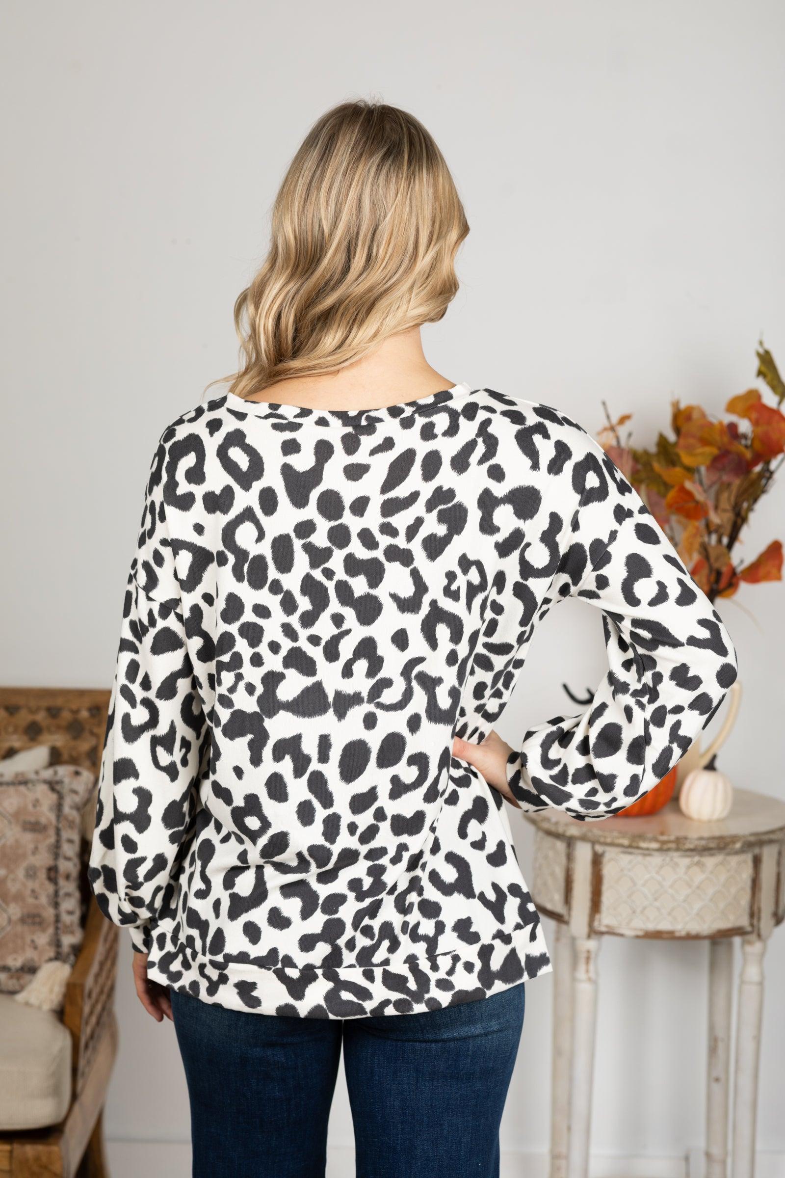Soft Touch Leopard Hacci Knit Top Product Image